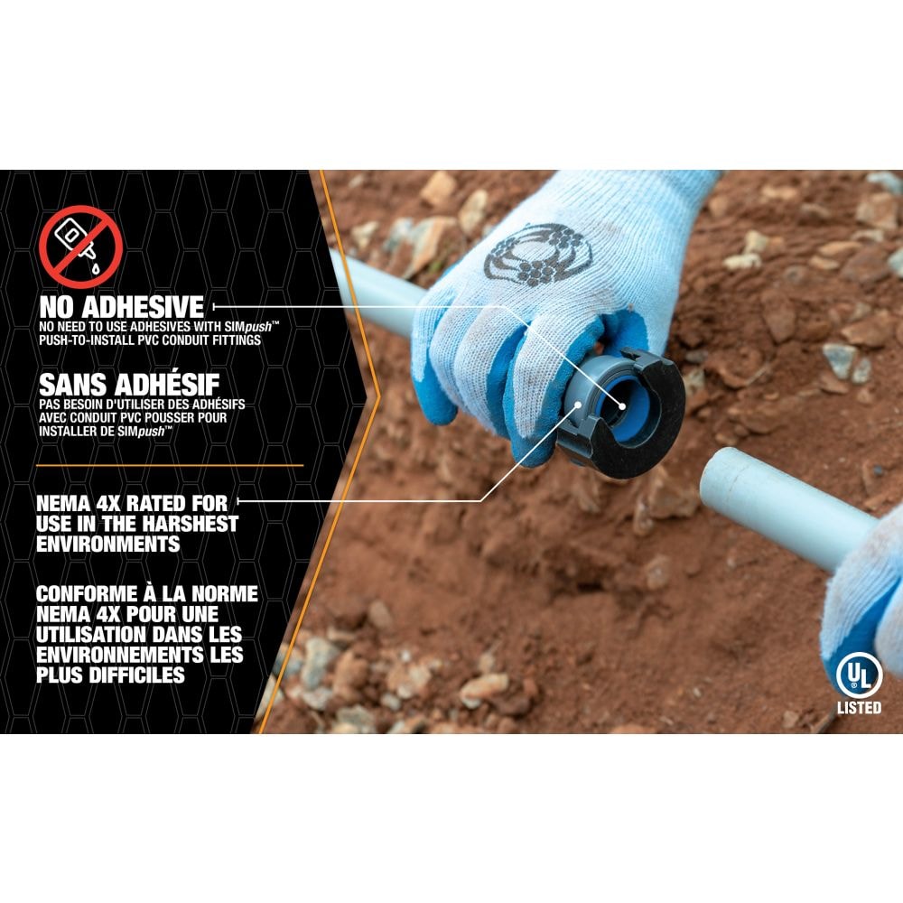 Connecteur SIMPush-CIC Connect en PVC de 1 pouce à 90 degrés