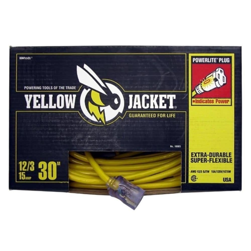 100 ft. 12/3 SJTW 15 Amps Outdoor Extension Cord with Powerlite Plug