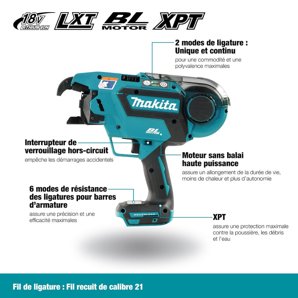 Outil de liage de barres d'armature sans fil au lithium-ion 18 V LXT avec XPT (outil uniquement)