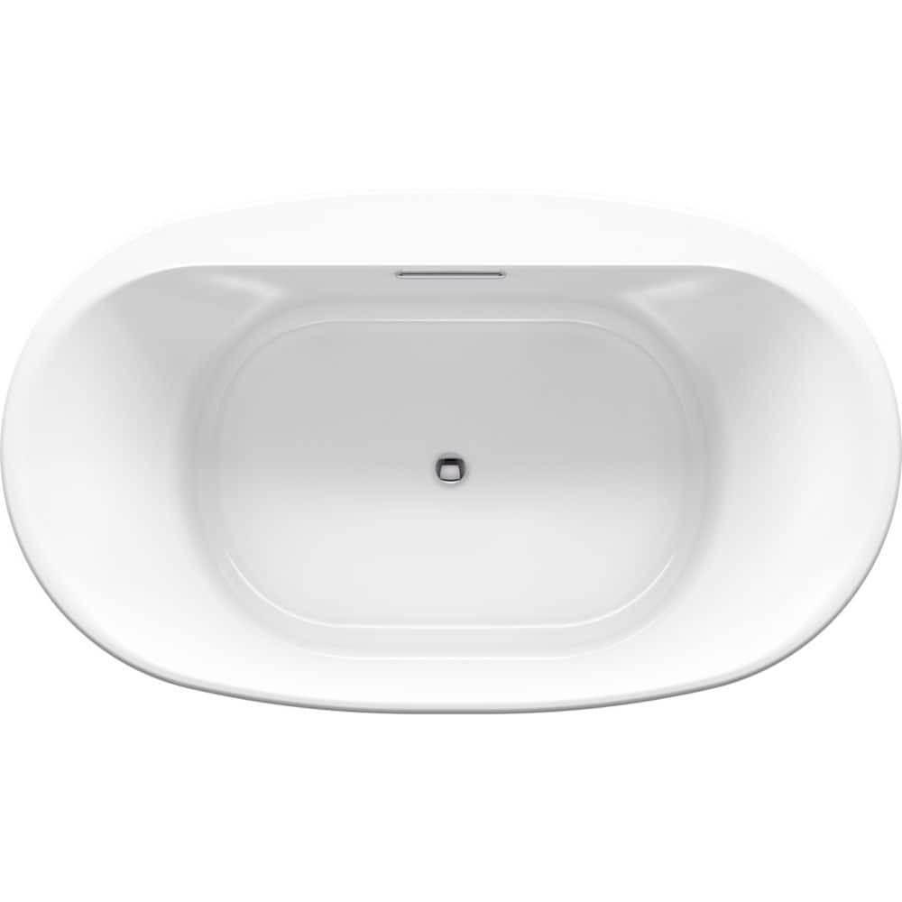 Underscore 72 in. x 42 in. Oval Soaking Bathtub with Center Drain in White