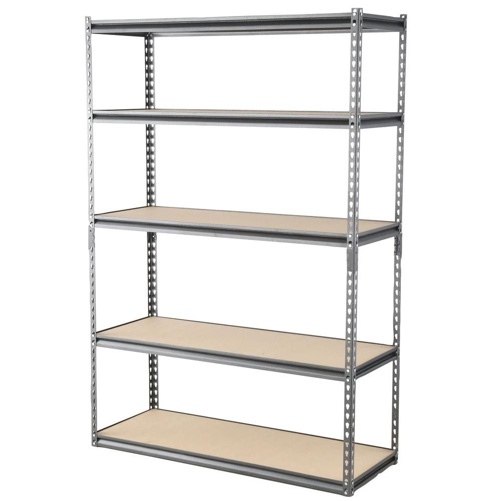 72 in. H x 48 in. W x 18 in. D 5-Shelf Boltless Steel Shelving in SilverVein
