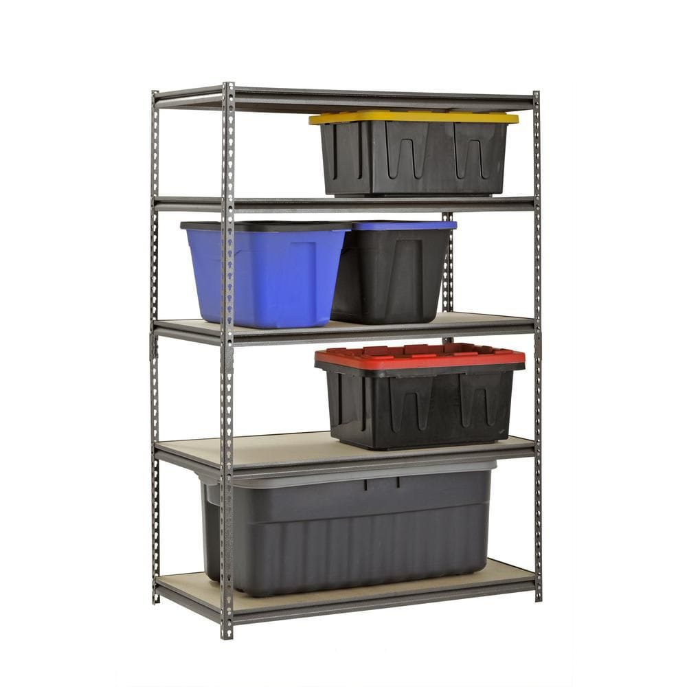 72 in. H x 48 in. W x 24 in. D 5 Shelf Boltless Steel Shelving in SilverVein