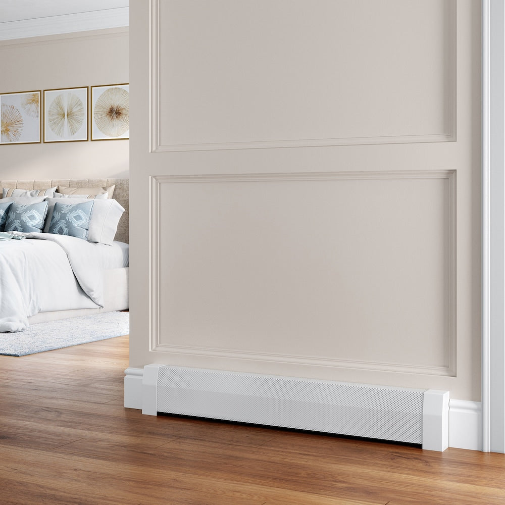Premium Series Steel Easy Slip-On Baseboard Heater Cover Right Side Closed End Cap in White