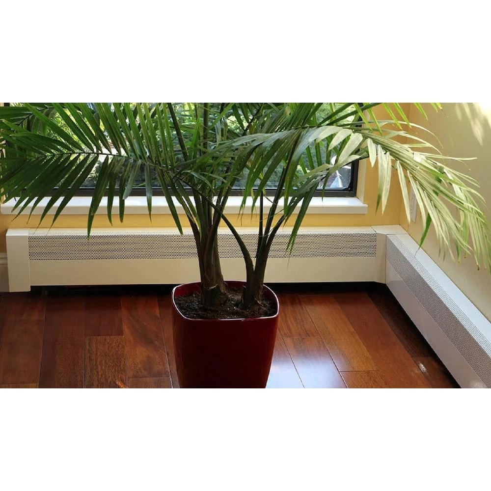 Cache-plinthe chauffante en acier de la série Basic, facile à enfiler, pour angle intérieur à 90 degrés, blanc