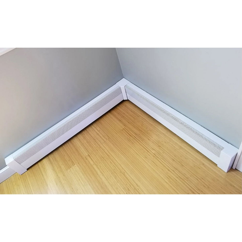 Cache-plinthe chauffante en acier de la série Basic, facile à enfiler, pour angle intérieur à 90 degrés, blanc