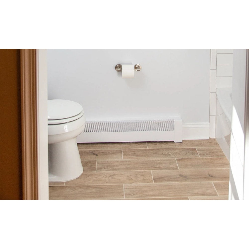 Cache-plinthe chauffante en acier de la série Basic, facile à enfiler, pour angle intérieur à 90 degrés, blanc