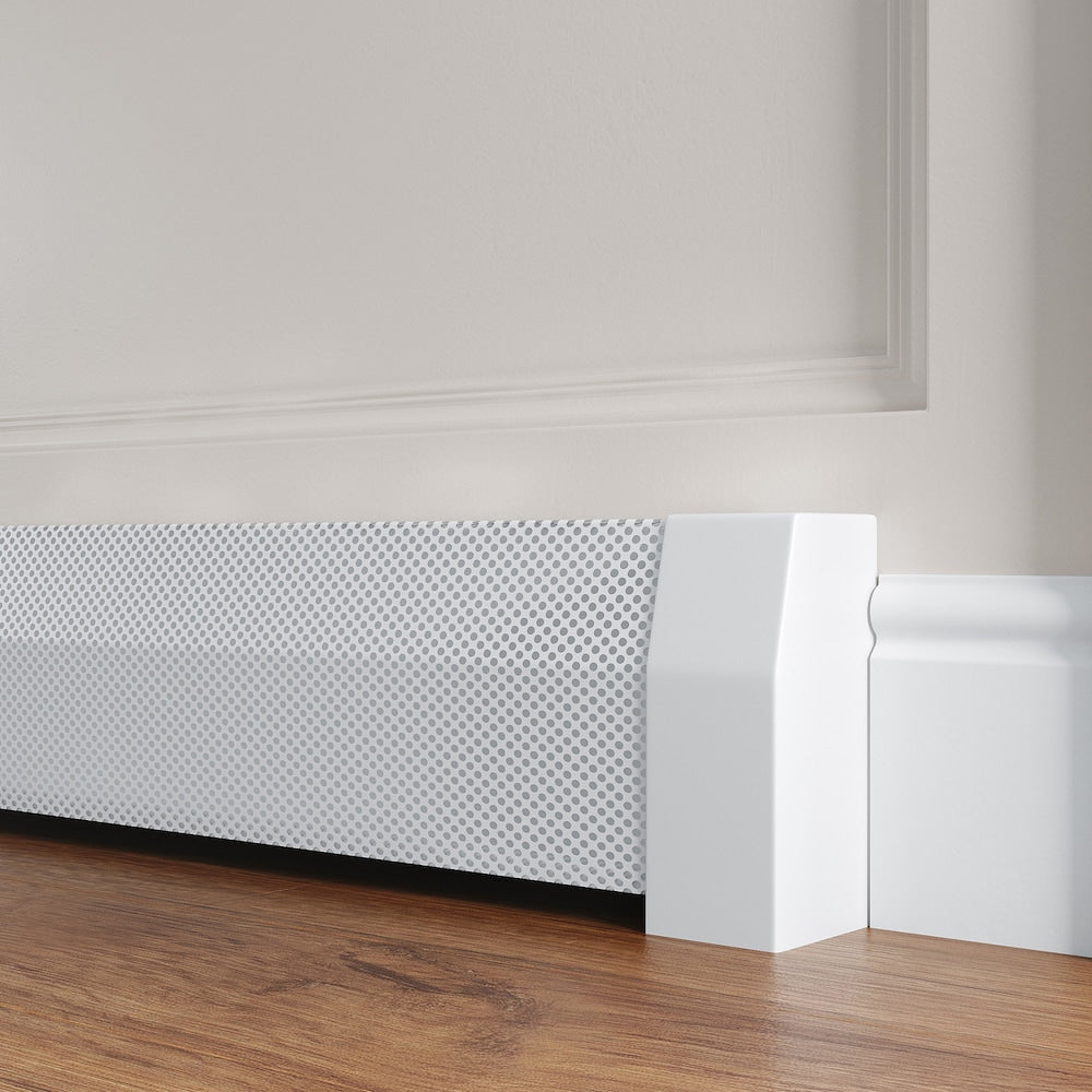 Premium Series Steel Easy Slip-On Baseboard Heater Cover Right Side Closed End Cap in White