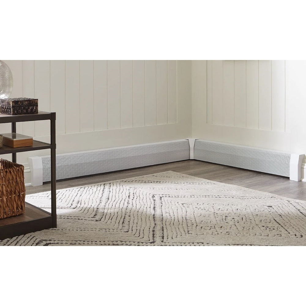 Cache-plinthe chauffante en acier de la série Premium, facile à enfiler, pour angle intérieur à 90 degrés, blanc