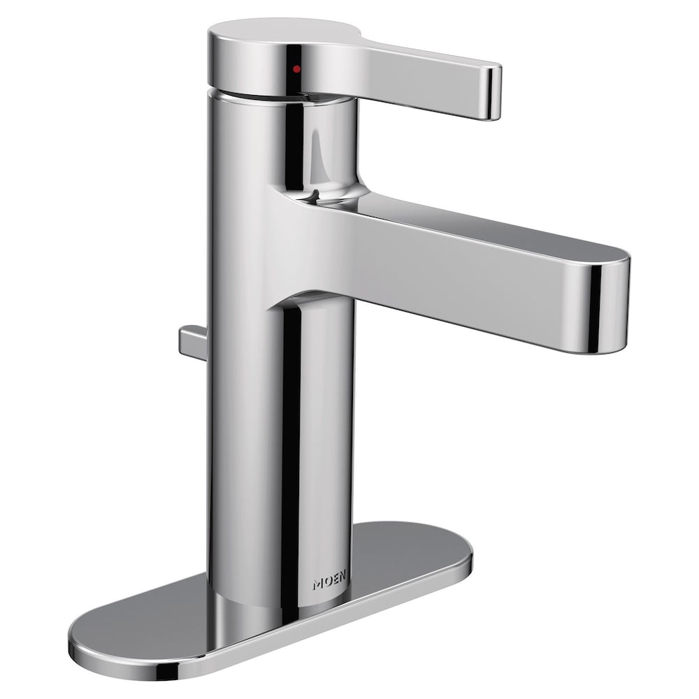 Robinet de lavabo de salle de bain monotrou à poignée unique Vichy en chrome (vidange et valve incluses)