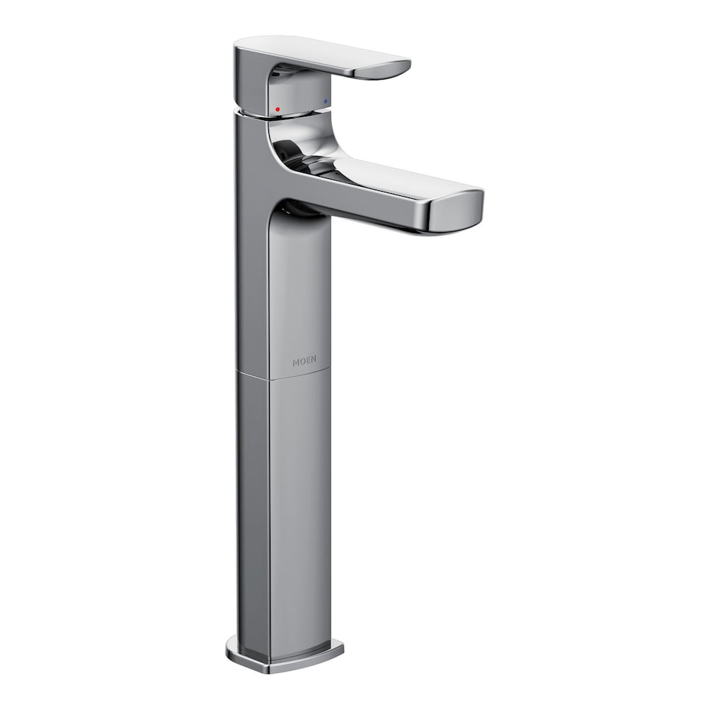 Robinet de lavabo de salle de bain à poignée unique et à trou unique Rizon en chrome (drain non inclus; valve incluse)
