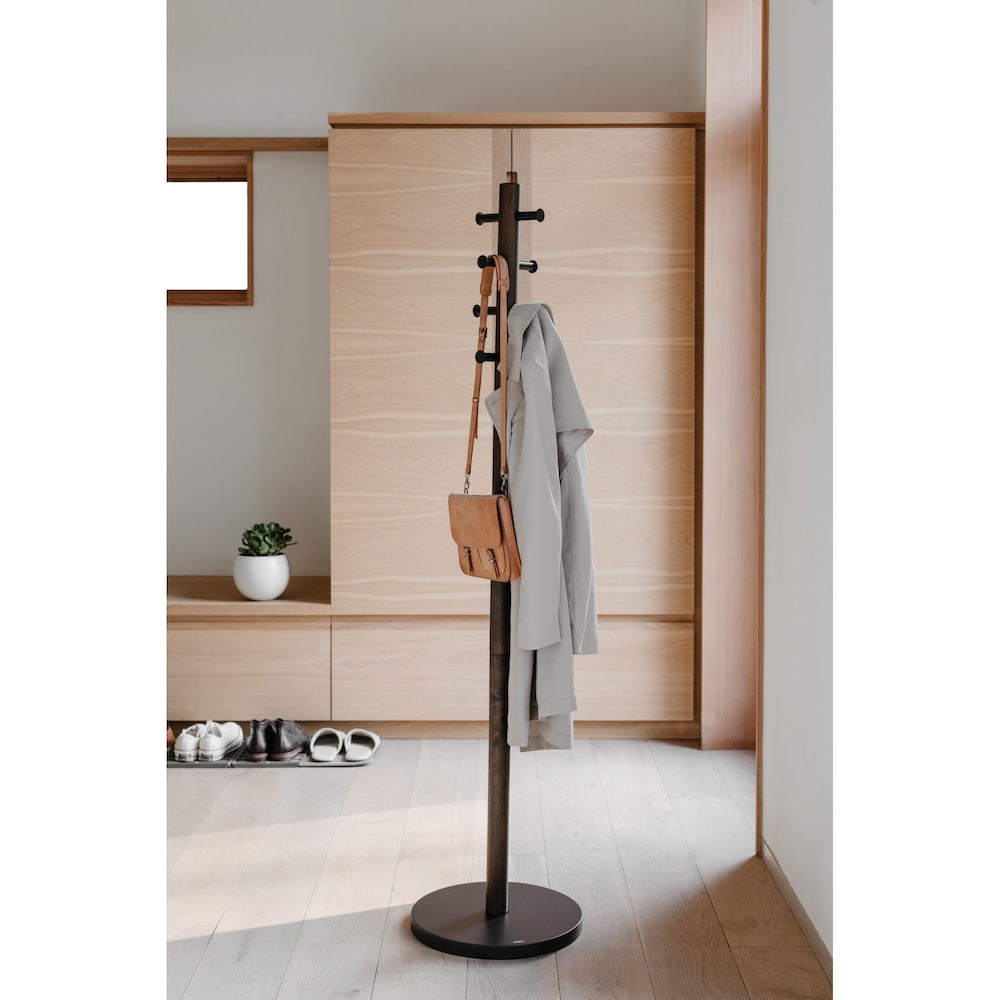 Pillar Coat Rack Black/Walnut