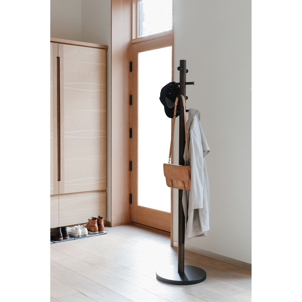 Pillar Coat Rack Black/Walnut