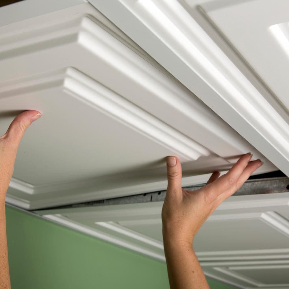 Panneau de plafond blanc Icon Relief de 2 pi x 2 pi, carton de 12
