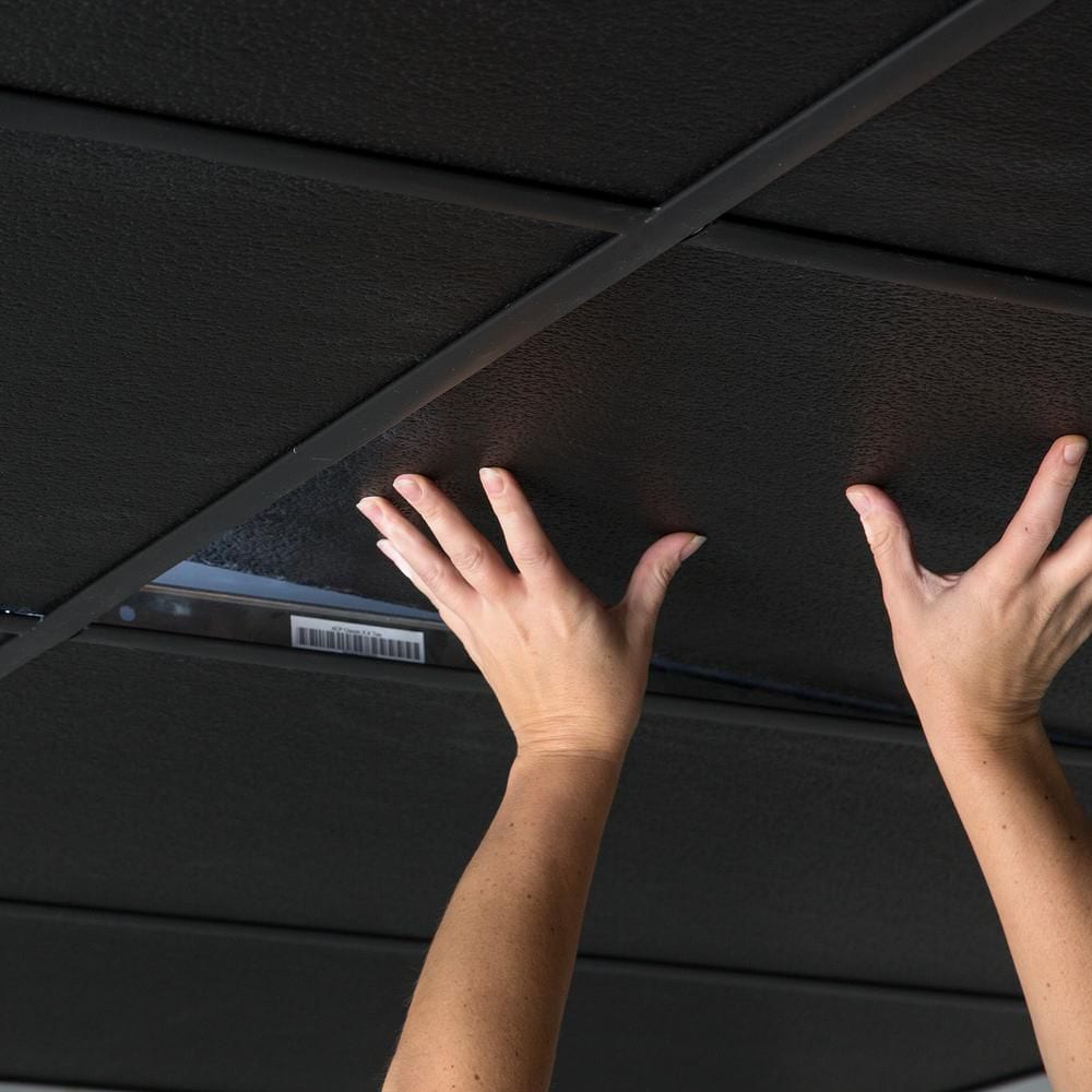 2 ft. x 4 ft. Stucco Pro Black Ceiling Panel Carton of 10