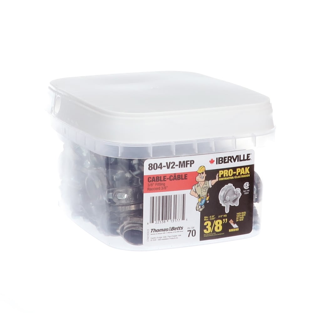 Raccord à deux vis en alliage de zinc de 3/8 po (1/2 po KO) (paquet de 70 unités)