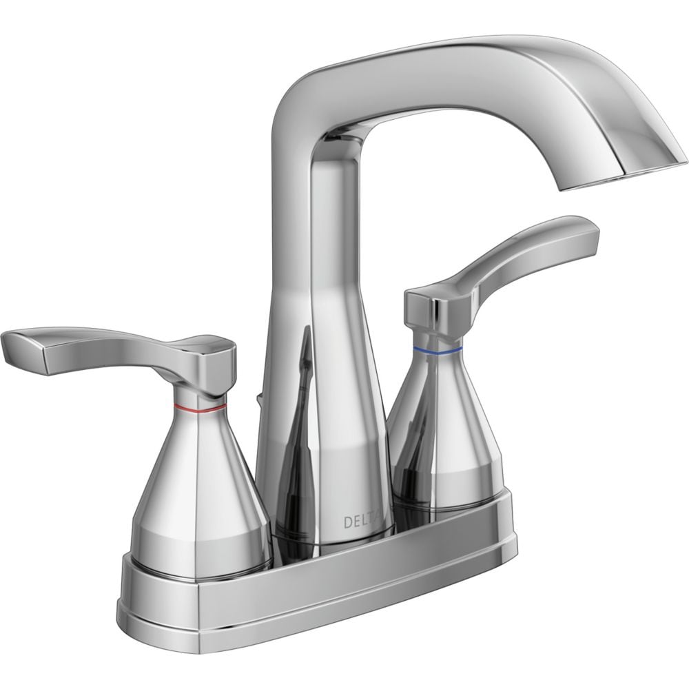 Robinet de lavabo de salle de bain à 2 poignées avec bonde escamotable Stryke de 4 pouces en chrome