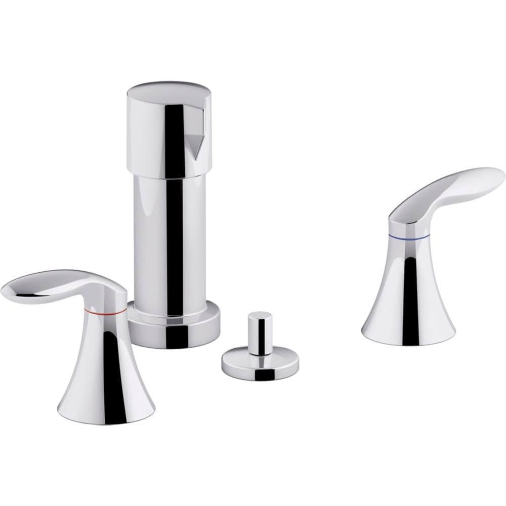 Vertical Spray Bidet Faucet With Lever Handles In Polished Chrome