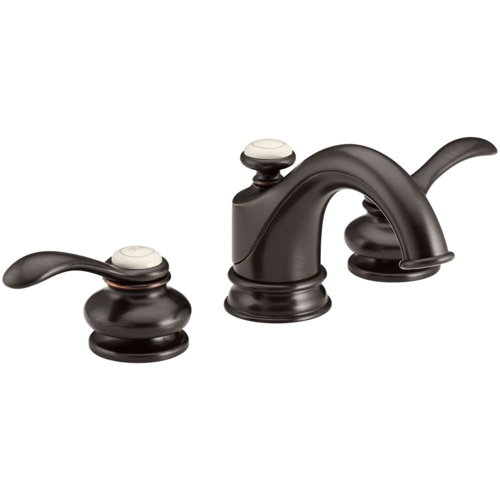 Robinet de lavabo de salle de bain à large portée avec poignées à levier en bronze huilé