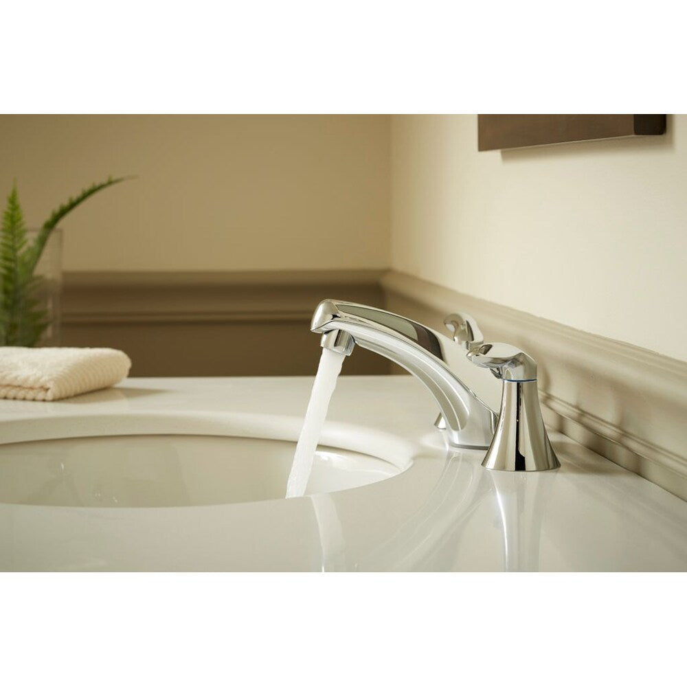 Robinet de lavabo de salle de bain à large portée en chrome poli