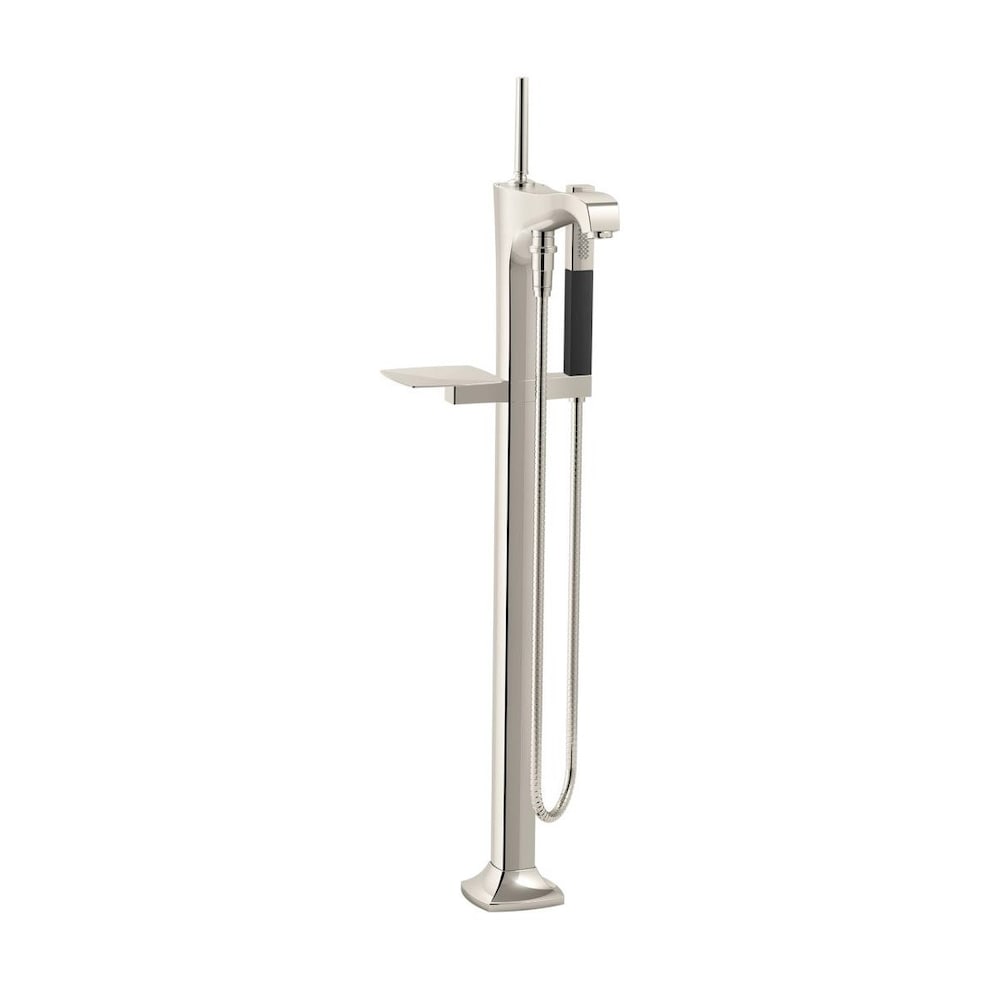 Floor-Mount Bath Filler With Handshower, Vibrant Polished Nickel