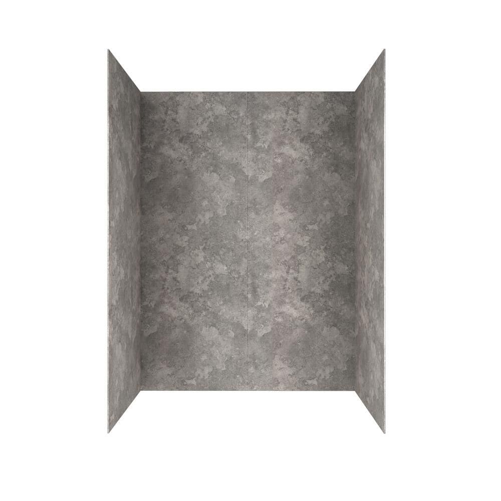 Mur de douche en alcôve collé en 4 pièces Passage, 32 pouces x 60 pouces x 72 pouces, en béton gris