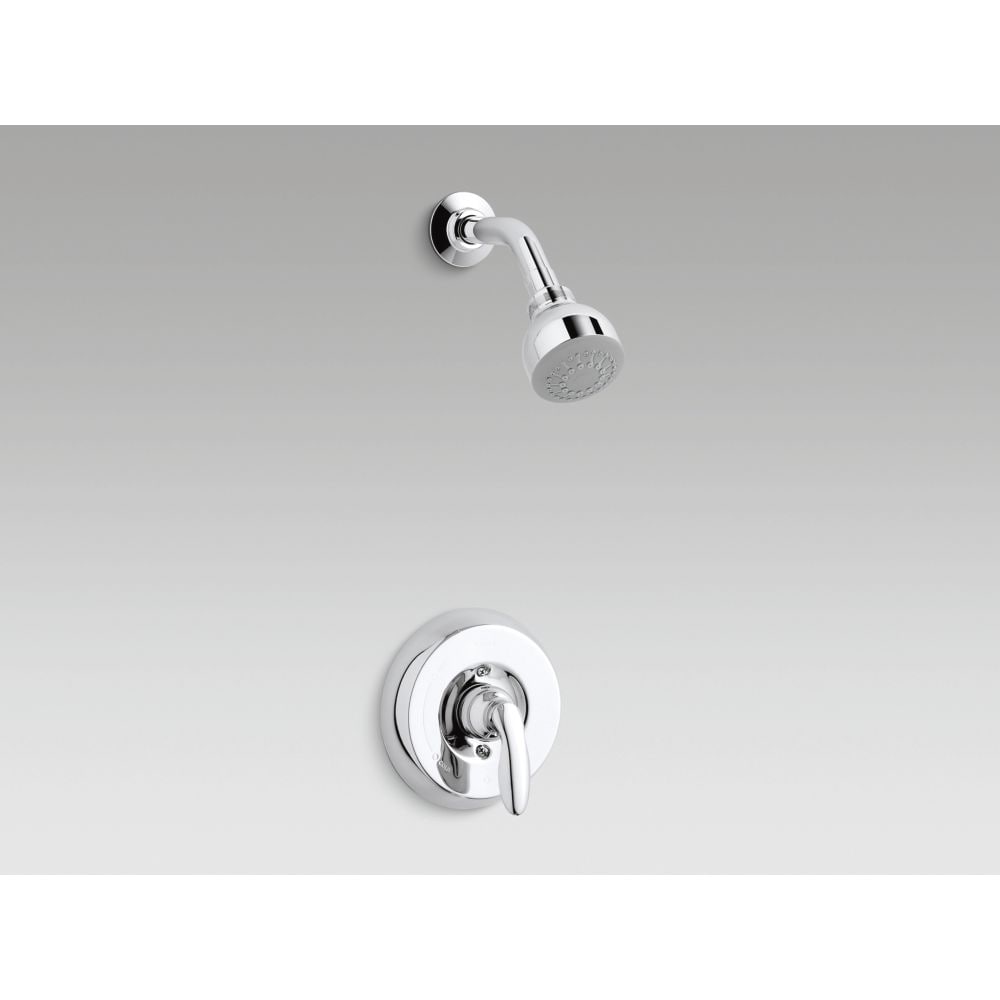 Garniture de robinet de douche avec poignée à levier et pomme de douche de 1,75 gpm en chrome poli