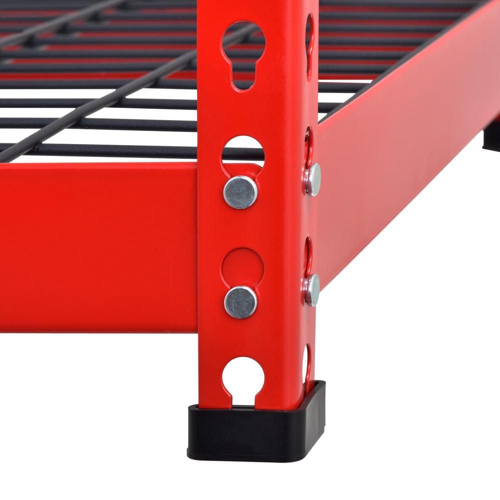 Étagère de rangement de garage industrielle robuste à 5 tablettes en acier soudé de 48 po de largeur x 78 po de hauteur x 24 po de profondeur, rouge