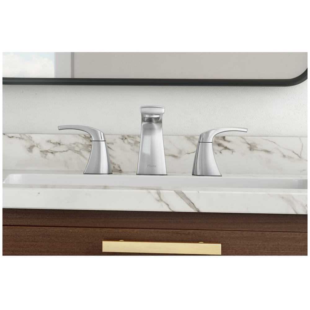 Robinet de lavabo de salle de bain à 2 poignées Karci de 8 pouces en chrome poli