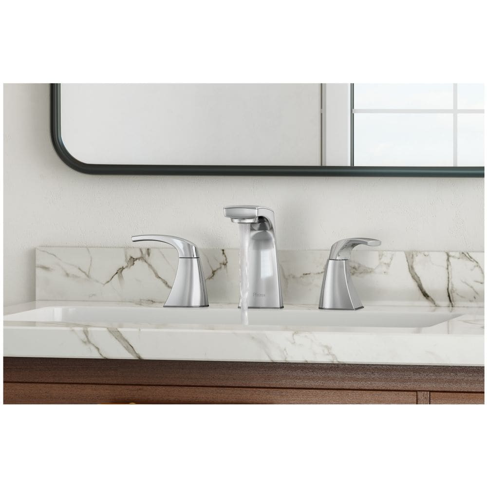 Robinet de lavabo de salle de bain à 2 poignées Karci de 8 pouces en chrome poli