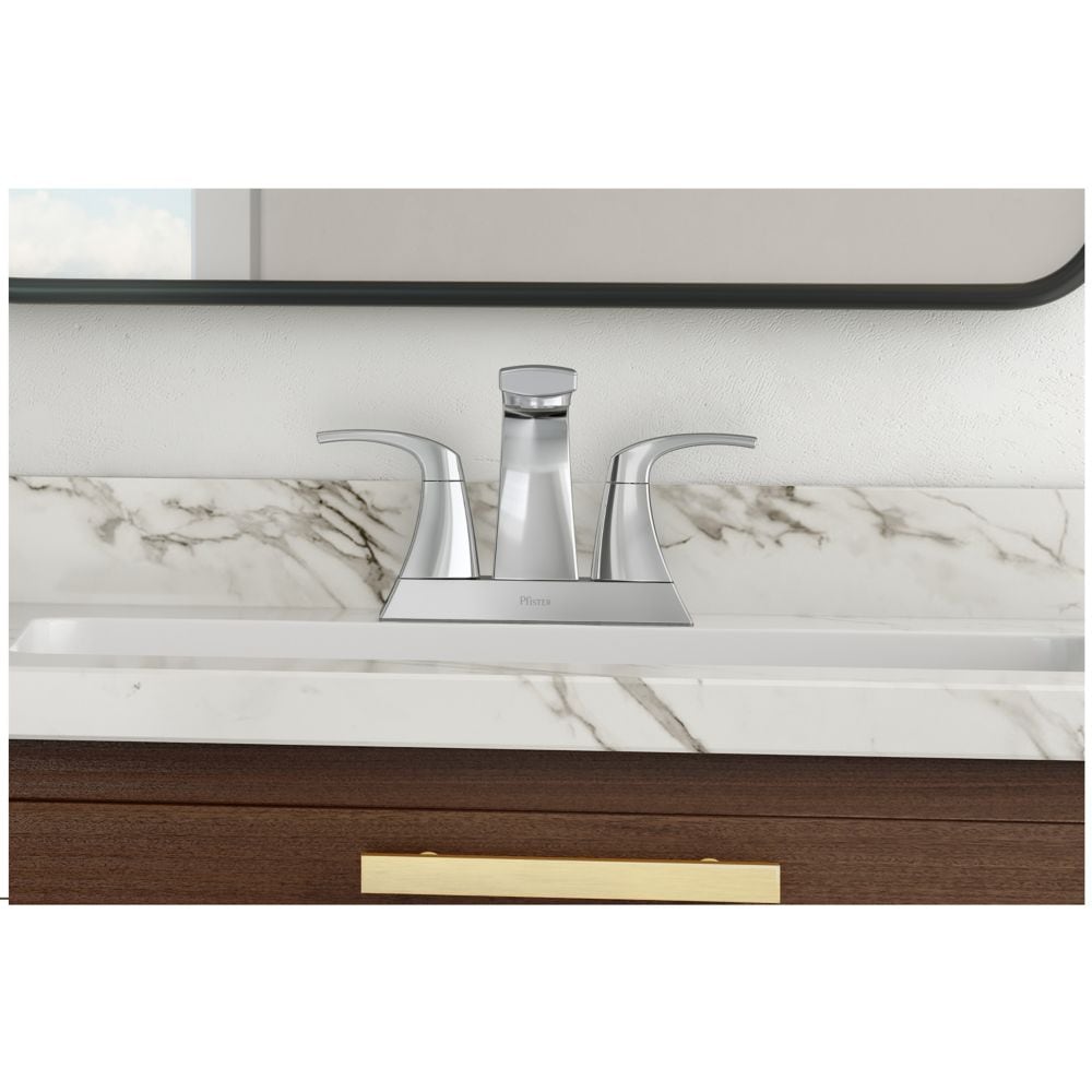 Robinet de lavabo de salle de bain à 2 poignées Karci de 4 pouces en chrome