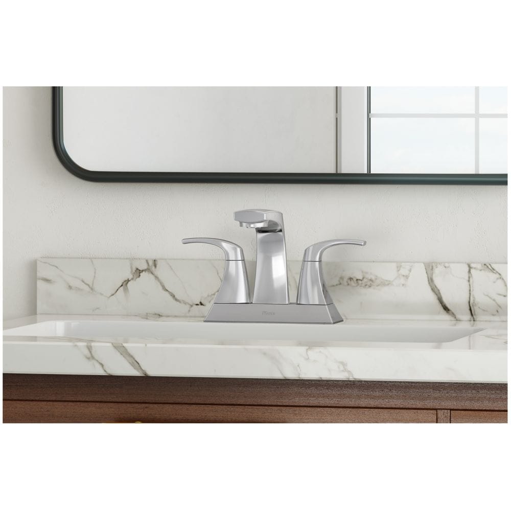 Robinet de lavabo de salle de bain à 2 poignées Karci de 4 pouces en chrome