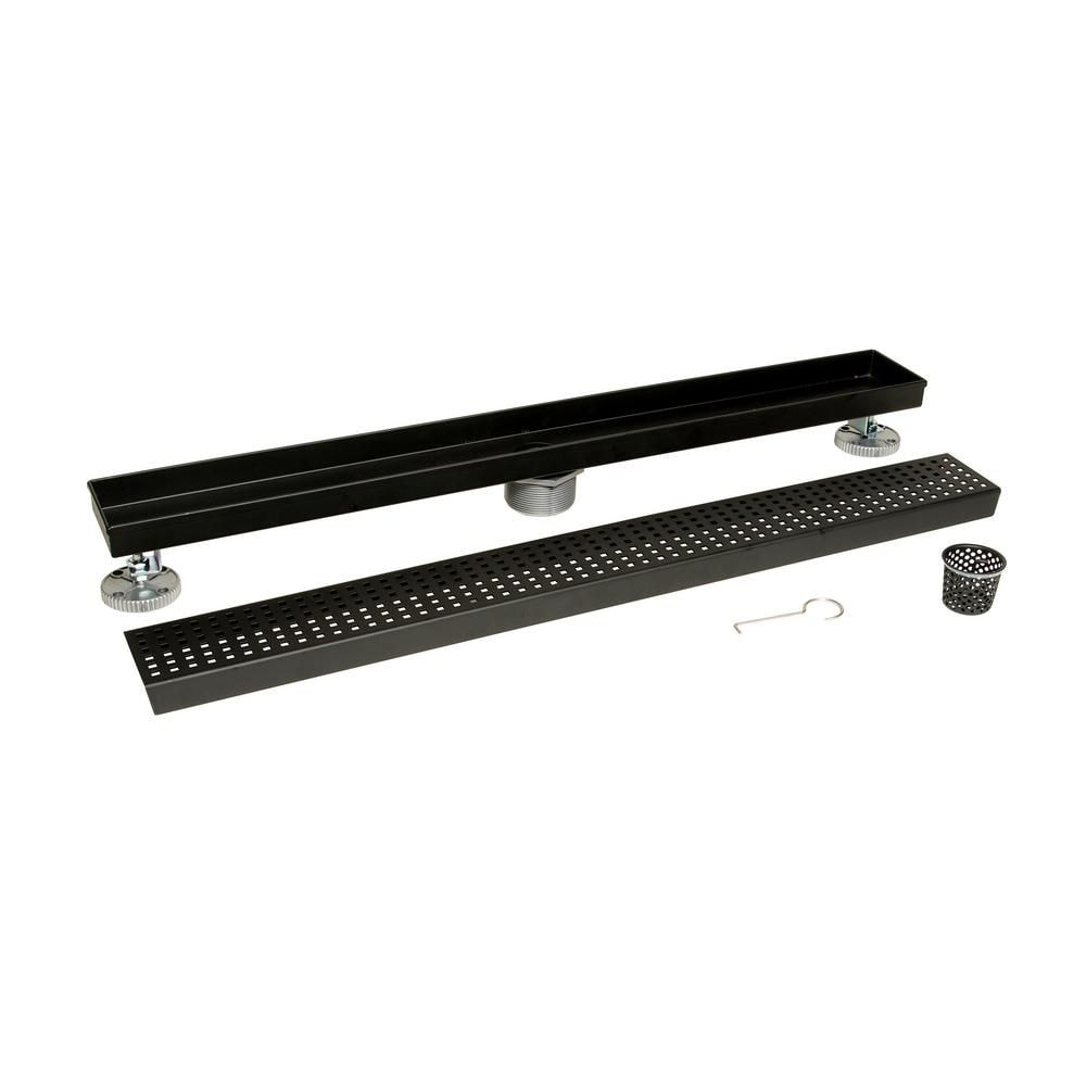 Designline 24 in. Stainless Steel Linear Shower Drain with Square Pattern Drain Cover in Matte Black