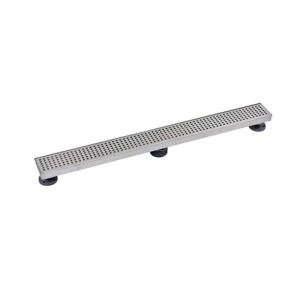 Designline Drain de douche linéaire en acier inoxydable de 32 po avec couvercle de drain à motif carré