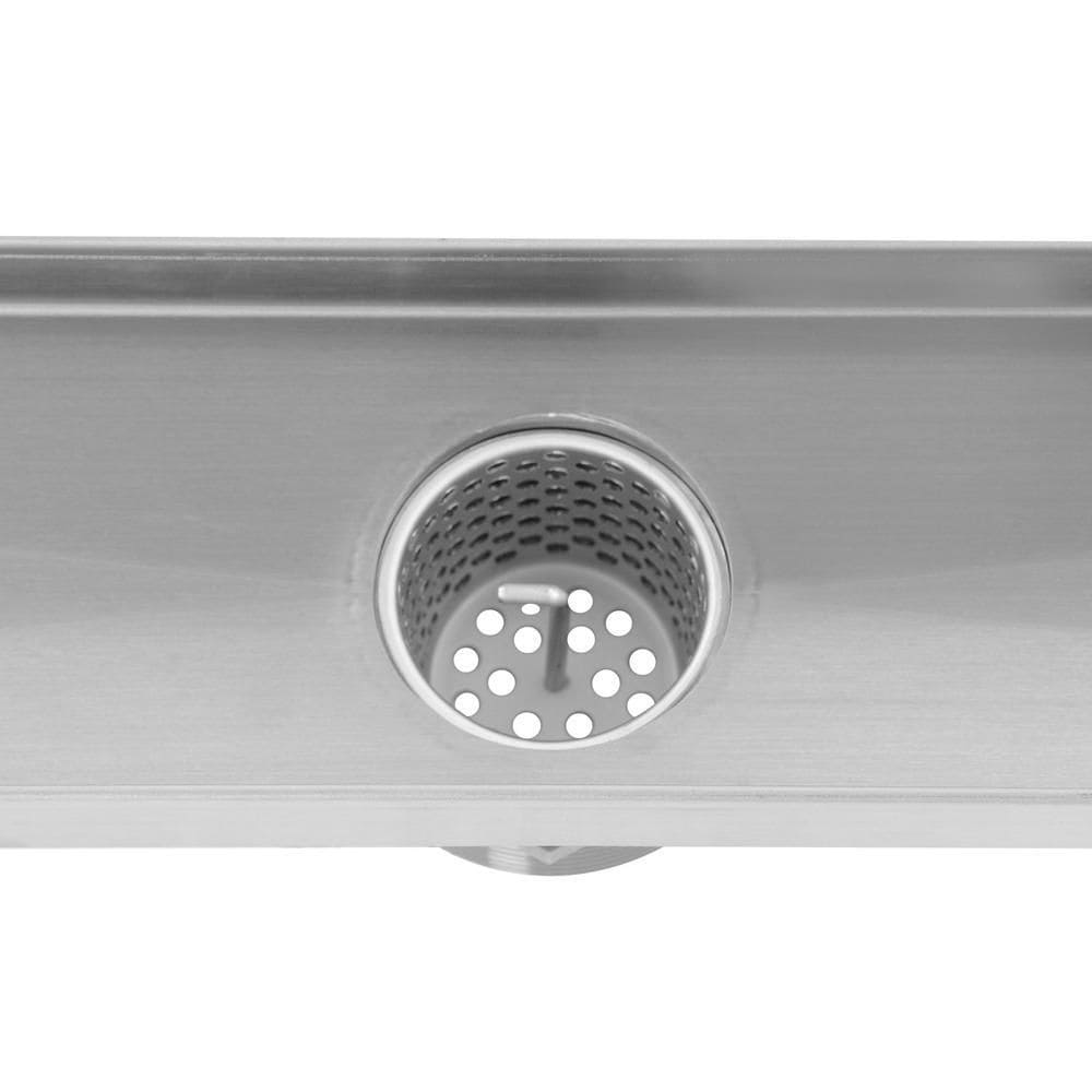 Designline Drain de douche linéaire en acier inoxydable de 32 po avec couvercle de drain à motif carré