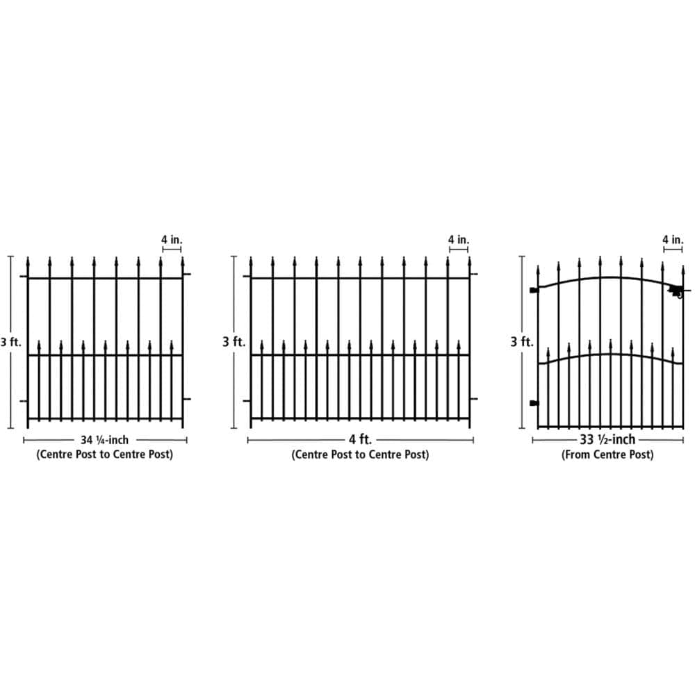 Dig-Free Fencing 'Victoria' 33 1/2-inch W x 36 1/4-inch H Steel Metal Garden Fence Gate in Black