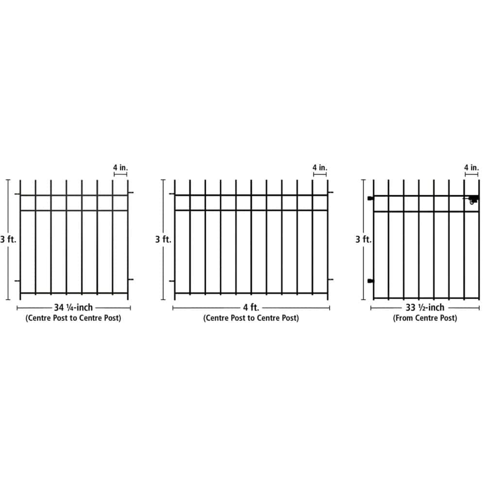Dig-Free Fencing 'Niagara' 33 1/2-inch W x 34 1/2-inch H Steel Metal Garden Fence Gate in Black