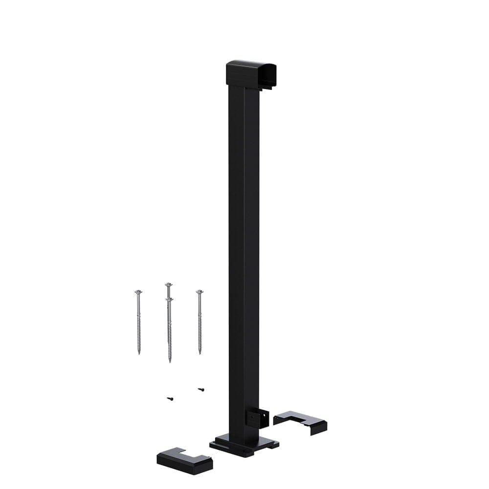 42-inch H Aluminum Deck Railing End Post Kit in Matte Black