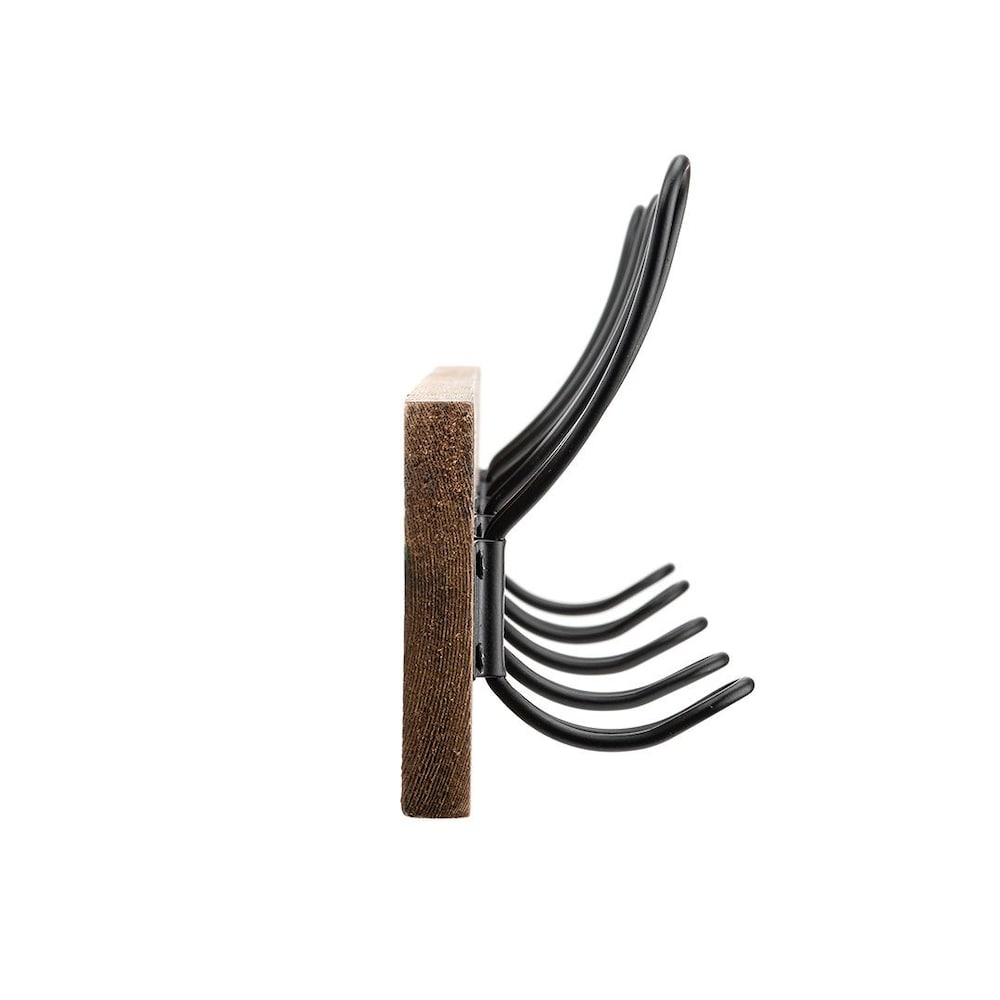 27-inch (685 mm) Classic Wood Hook Rack with 5 Steel Coat Hooks, Rustic Wood and Matte Black Finish