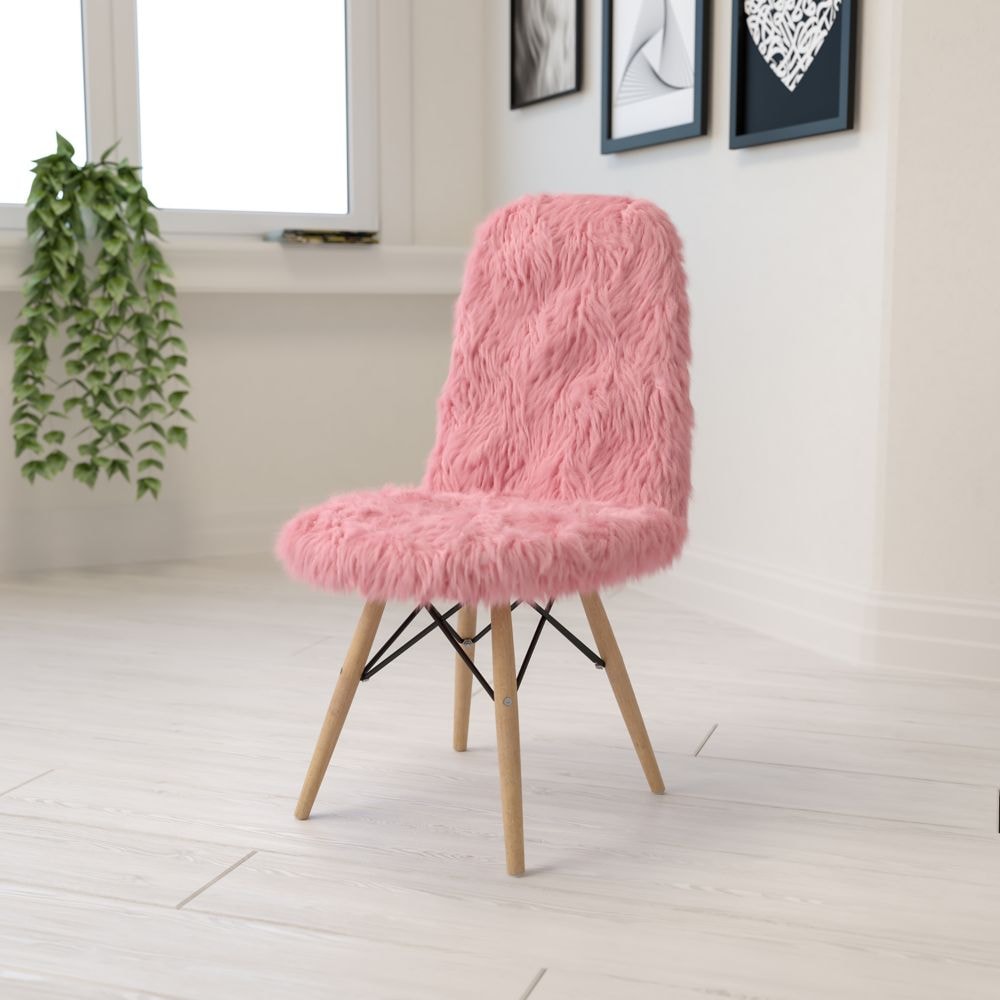 Fauteuil d'appoint Shaggy Dog rose clair