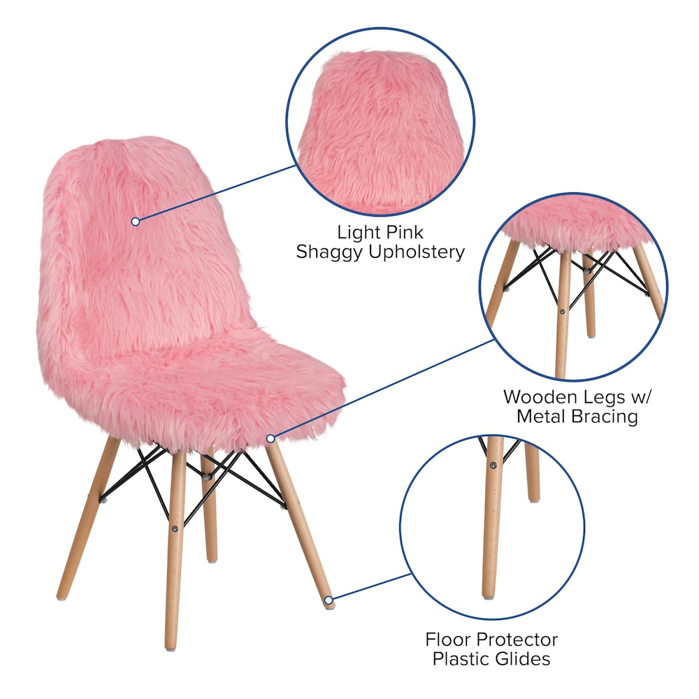 Fauteuil d'appoint Shaggy Dog rose clair