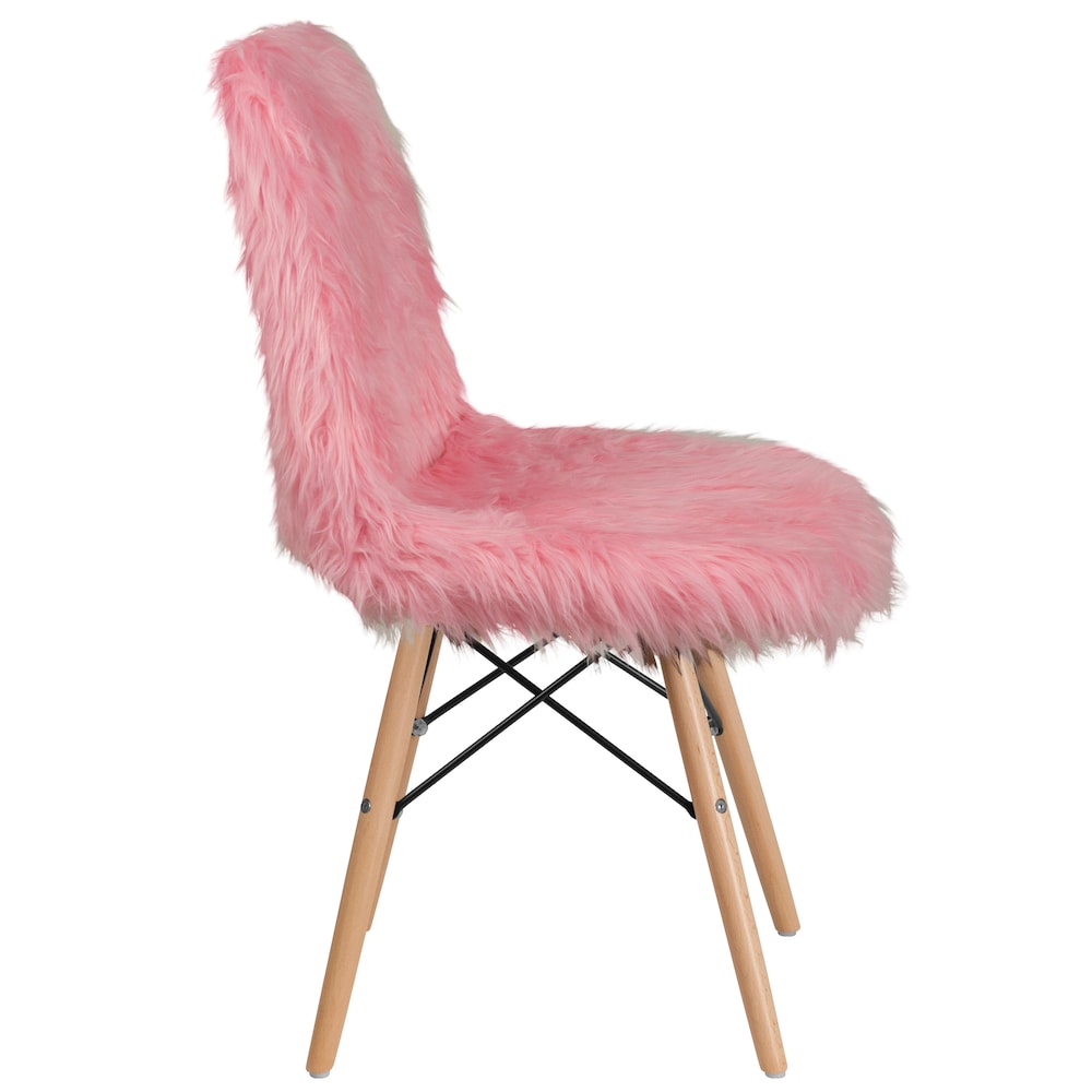 Fauteuil d'appoint Shaggy Dog rose clair