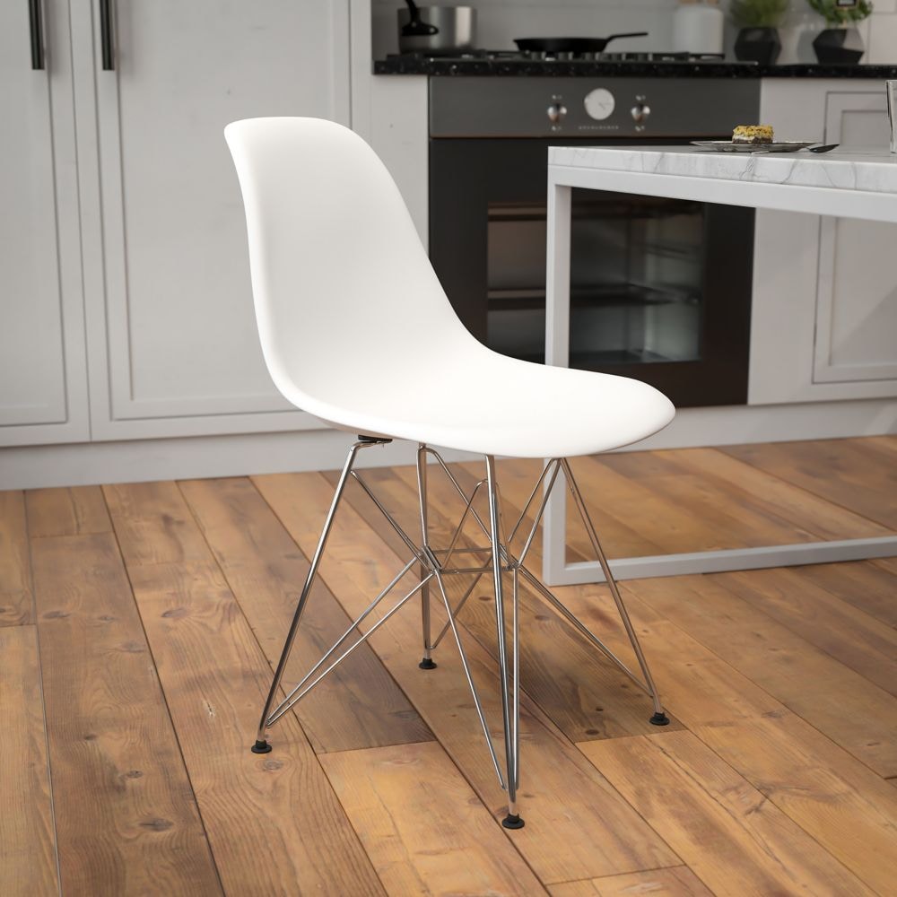 Chaise en plastique blanc/chrome