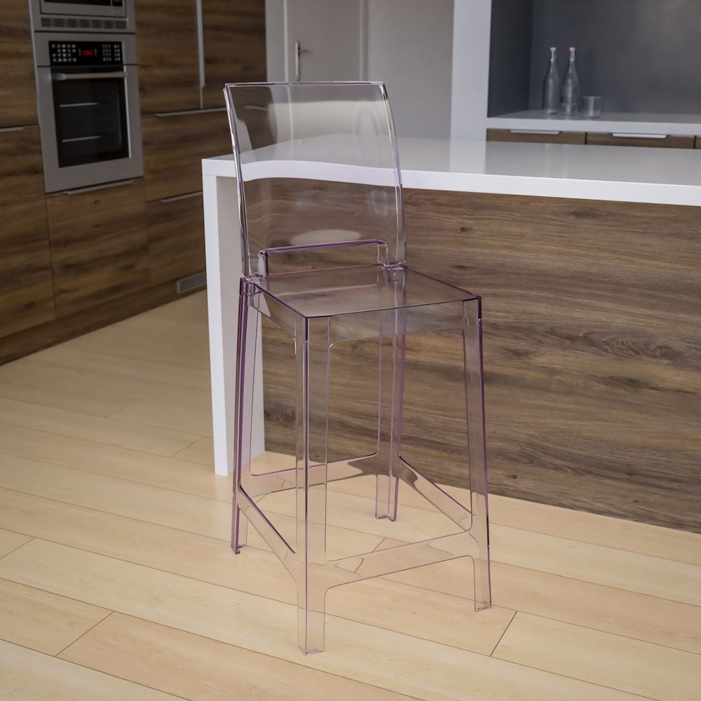 Tabouret fantôme à dossier carré
