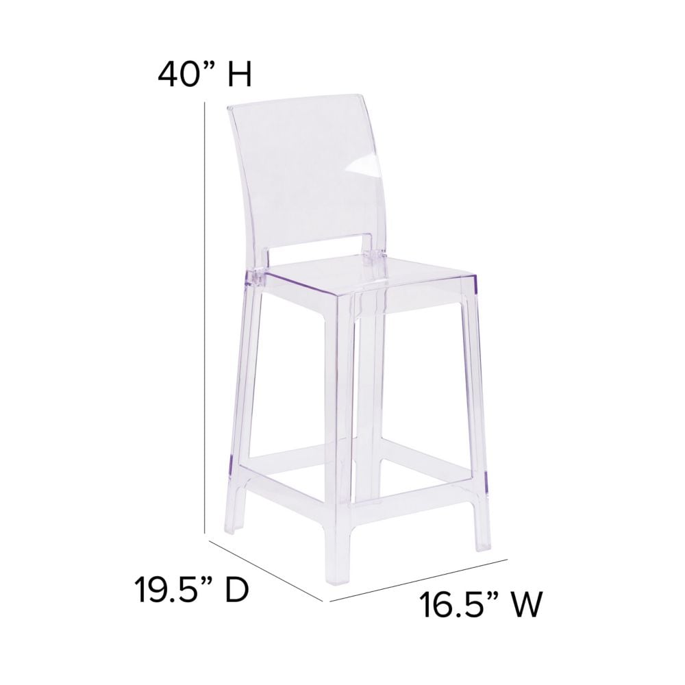 Tabouret fantôme à dossier carré