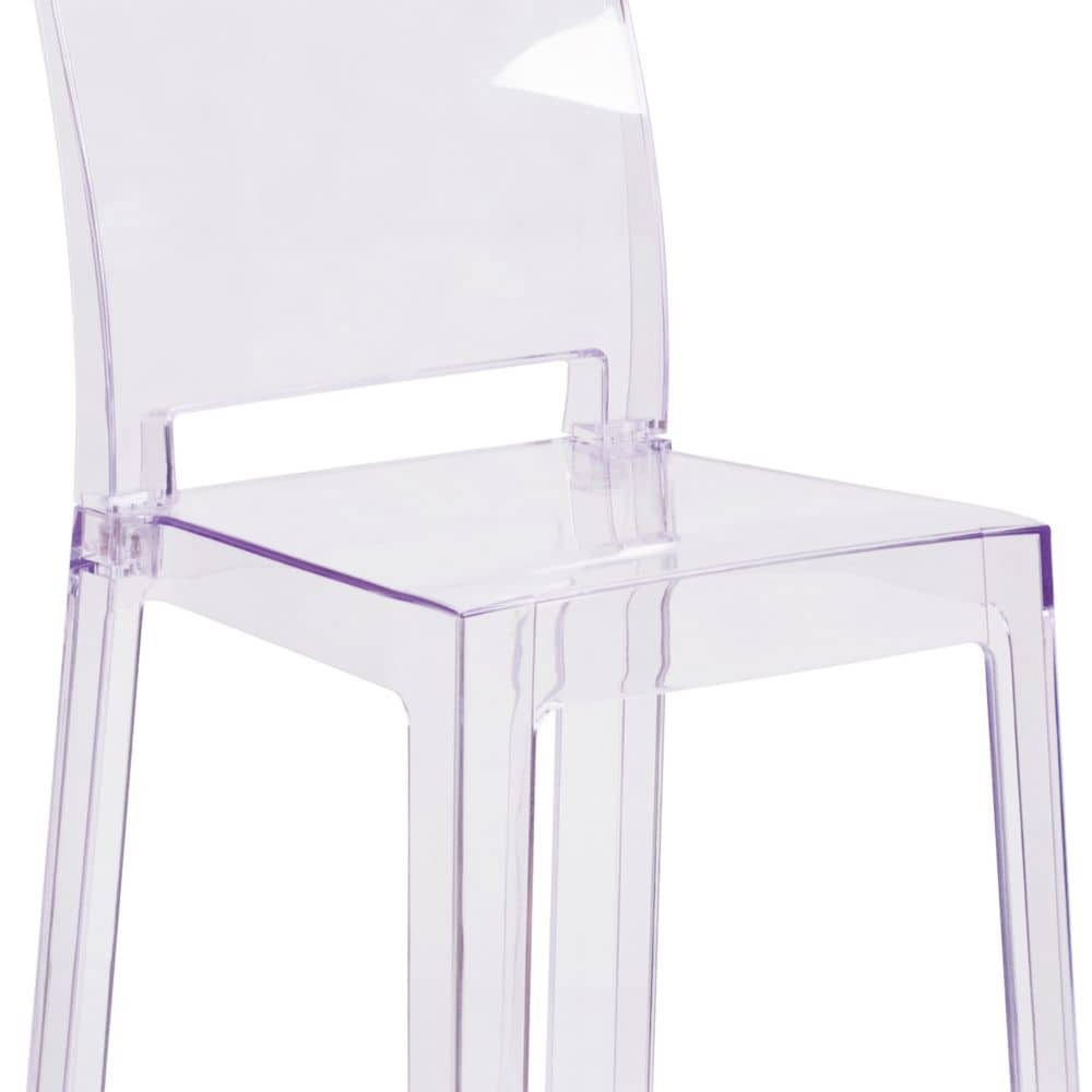 Tabouret fantôme à dossier carré