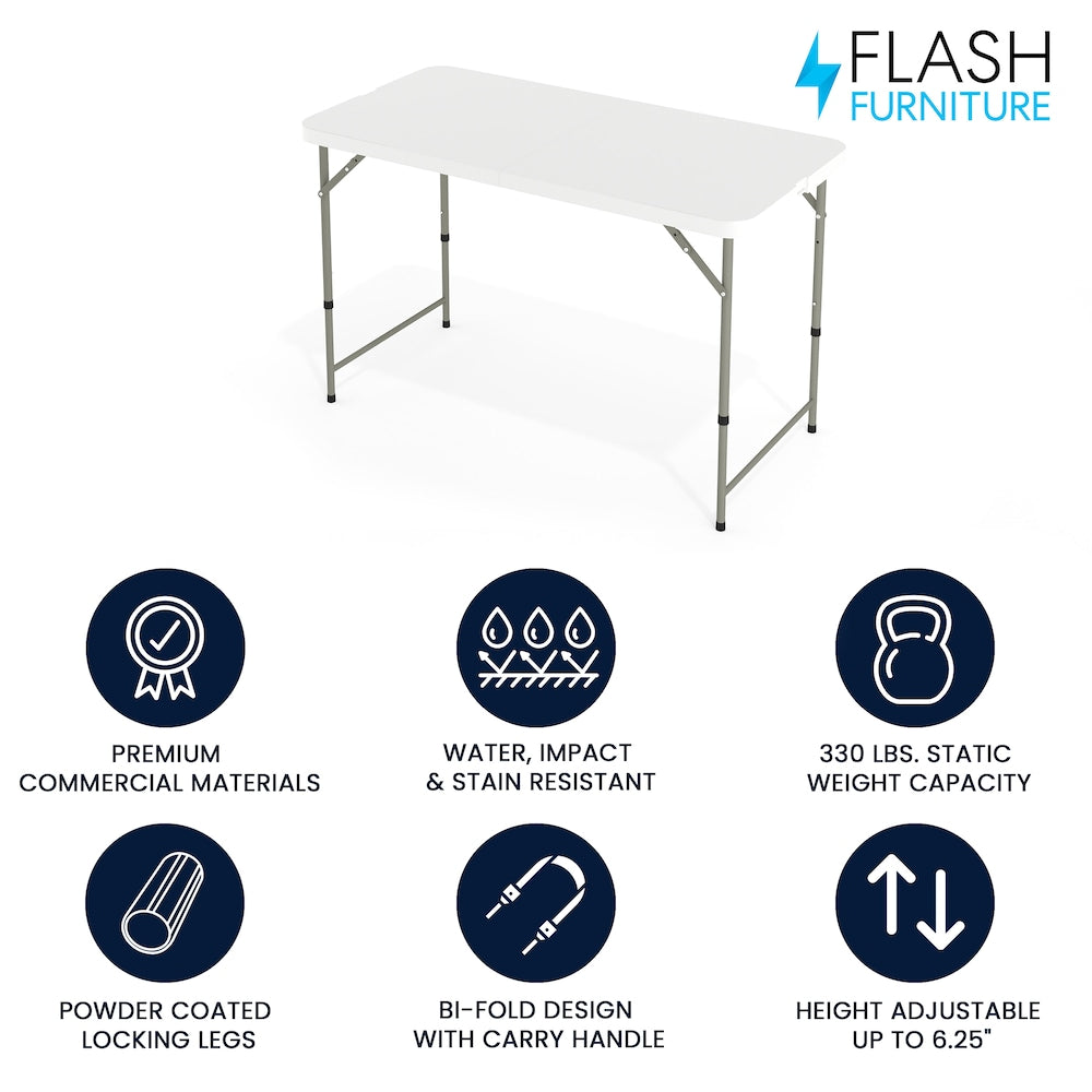Table pliante en plastique blanc 24x48
