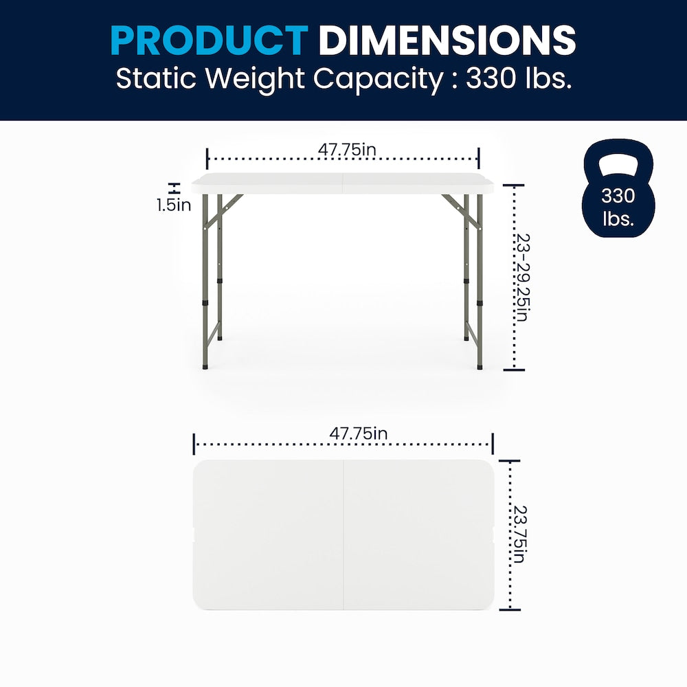 Table pliante en plastique blanc 24x48