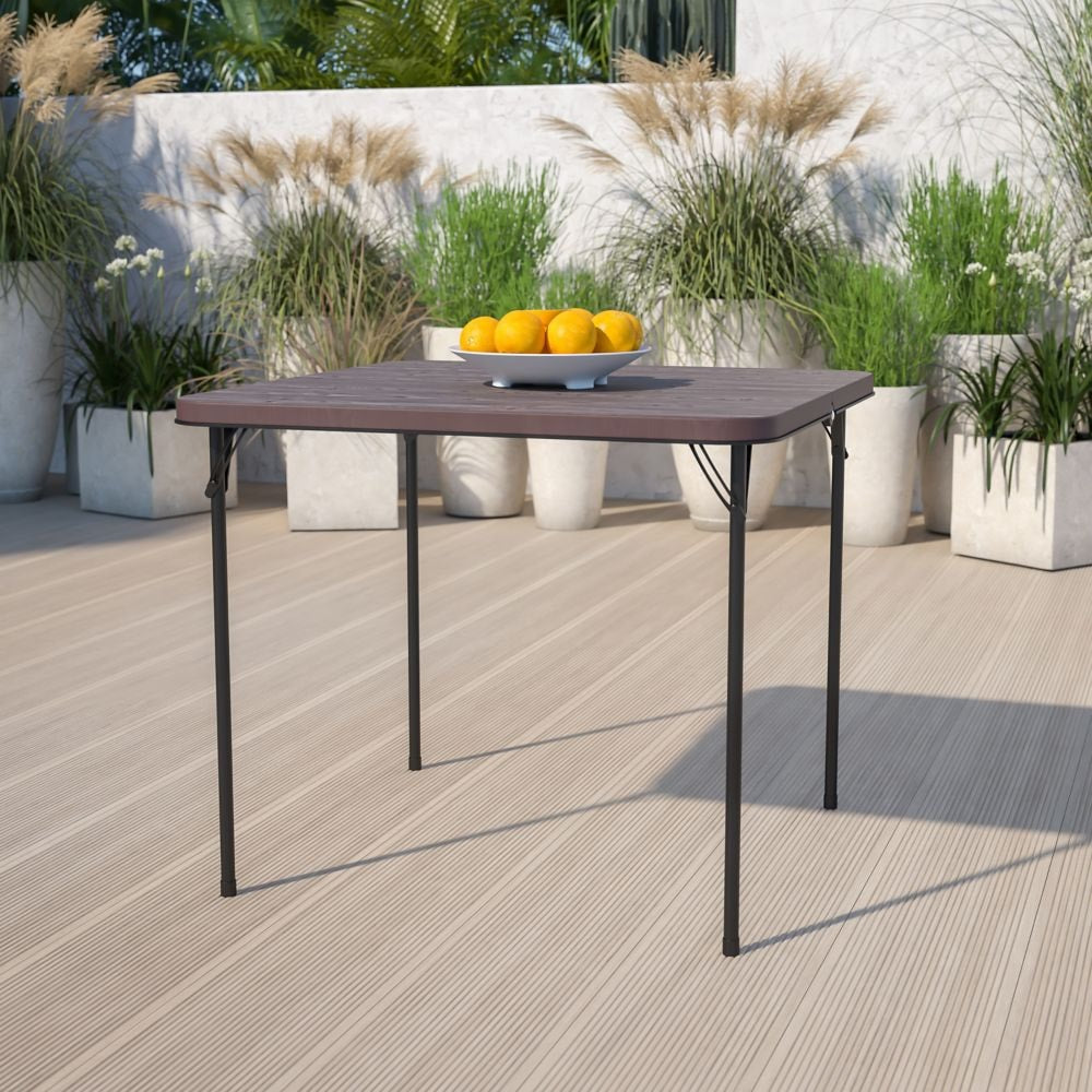 34SQ Brown Plastic Fold Table