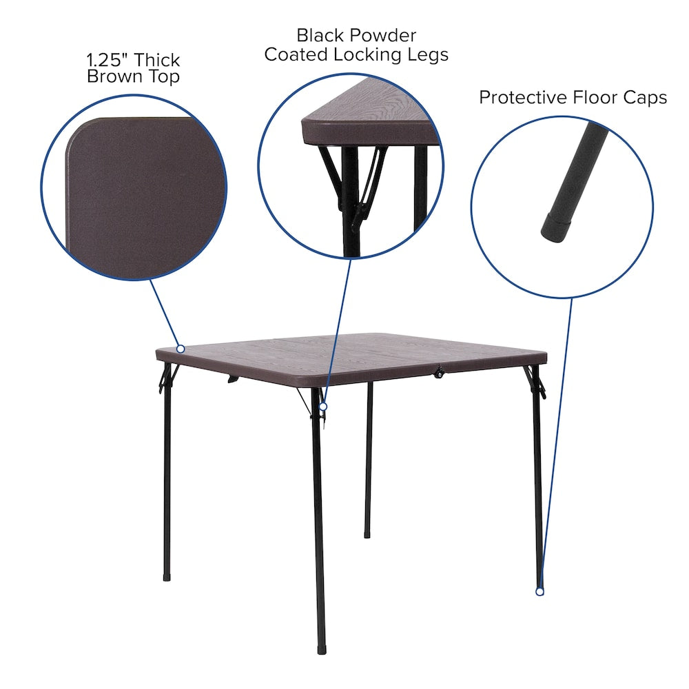 34SQ Brown Plastic Fold Table