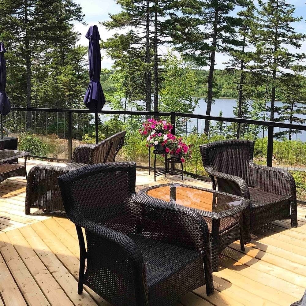 42-inch H Aluminum Deck Railing Mid Post Kit in Matte Black